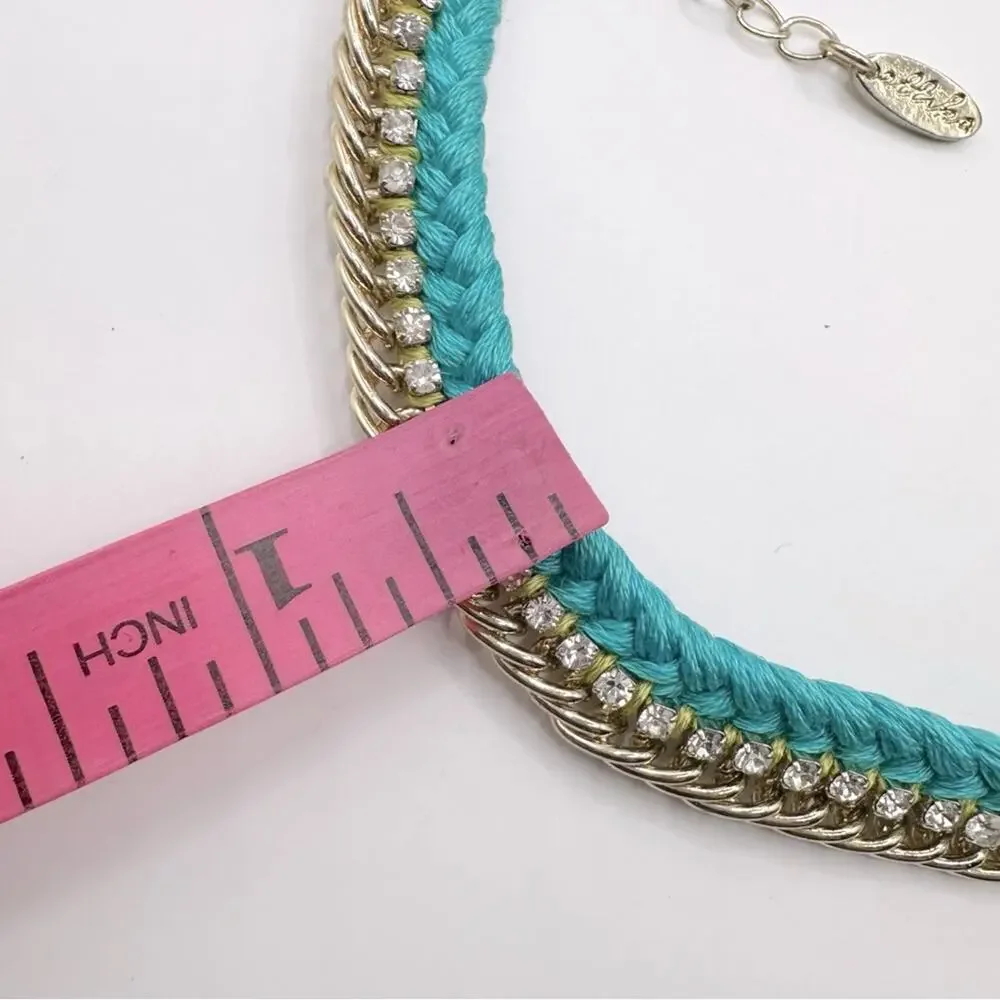 ETTIKA Gold Tone Chain Turquoise Blue Braided Bracelet Tassel Boho Bohemian